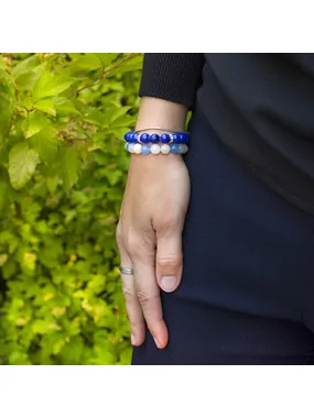 Blue jade bead bracelet MINK71 / 18