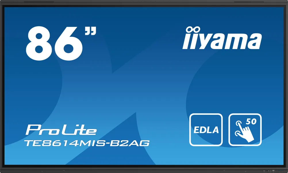 iiyama PROLITE TE8614MIS-B2AG Ciparu signālu plakans panelis 2,18 m (86 collas) LCD Wi-Fi 435 cd/m² 4K Ultra HD melns skārienekrāns Iebūvēts procesors Android 24/7