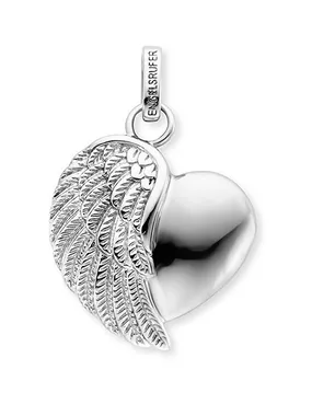 Charming Silver Pendant Heart with Angel Wing ERP-LILHW