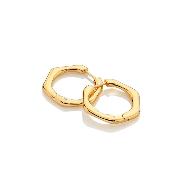 Minimalist gold-plated hoop earrings with diamonds Jac Jossa Soul DE726