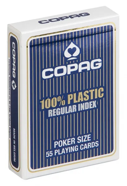 Cards Poker 100% Plastic PKJ. Blue deck, large index in 2 corners