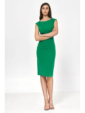 Green dress with a pencil cut - S220