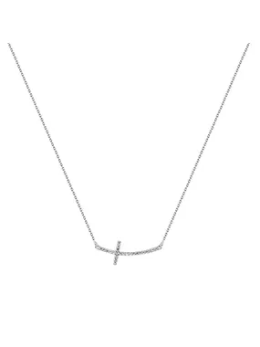 Fine silver cross necklace with zircons NCL22W
