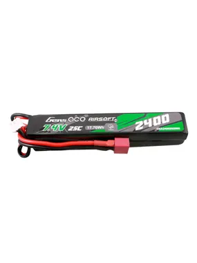 Gens ace 25C 2400mAh 2S2P 7.4V Saddle Airsoft Gun Lipo Battery with Mini Deans(T) Plug