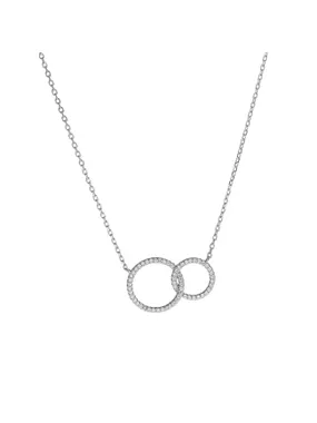 Sparkling Silver Linked Rings Necklace AJNA0020