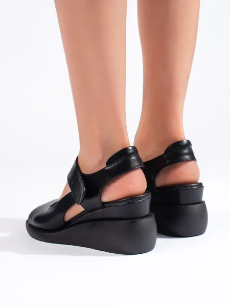 Comfortable black wedge sandals by Sergio Leone