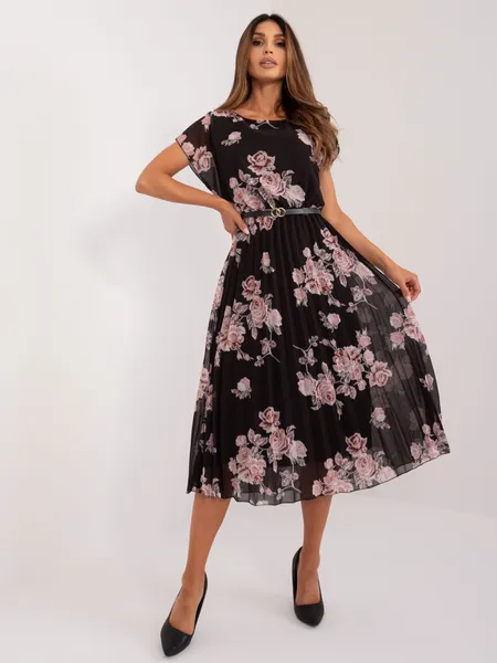 Women's black and pink dress with a print