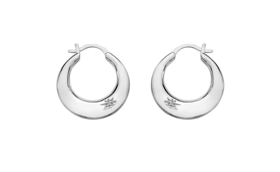 Silver hoop earrings with diamonds Huggies DE794