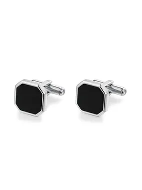 Steel cufflinks with black onyx Ink BIK132