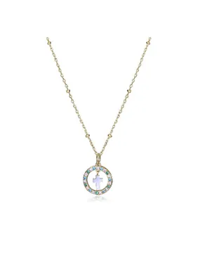 Fashion gold-plated necklace with zircons Sweet 15118C100-39