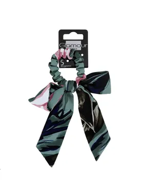 Green Collection hair elastic with a floral bow