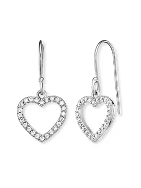 Silver dangle earrings Heart with zircons ERE-HEASHIN-ZIH