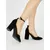 Suede black pumps with a block heel