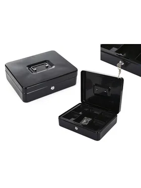 Metal money box with compartments 2 black keys
