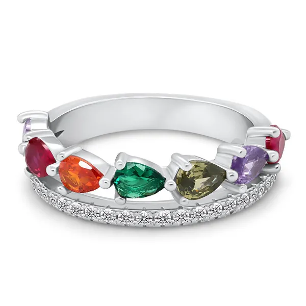 Silver ring with colored zircons RI127W