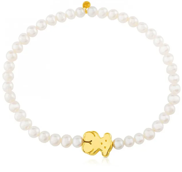 Pearl bracelet with gold bear 815911150