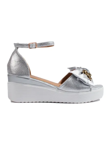 Silver wedge sandals