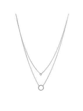 Double silver necklace with zircons AJNA0009