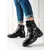 Padded black worker boots with Shelovet buckles