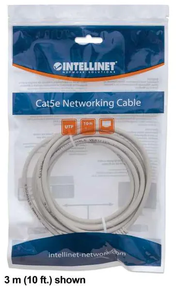 Intellinet Network Patch Cable, Cat6, 0.5m, Grey, CCA, U/UTP, PVC, RJ45, Gold Plated Contacts, Snagless, Booted, Lifetime Warranty, Polybag