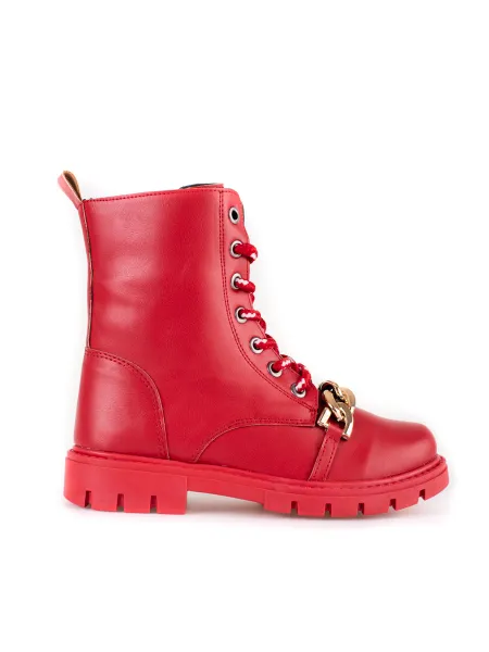 Girl's red leather boots with Shelovet chain