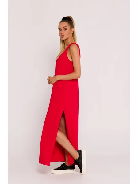 M791 Maxi dress with a deep neckline on the back - red