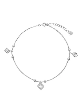 Sparkling Cubic Zirconia Silver Anklet AJNH0003