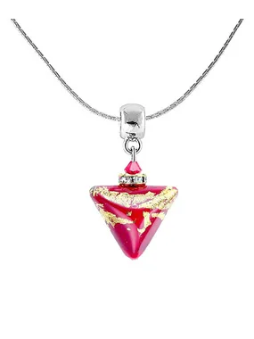 Passionate Story Triangle Necklace in 24K Gold in Lampglas NTA6 Pearl