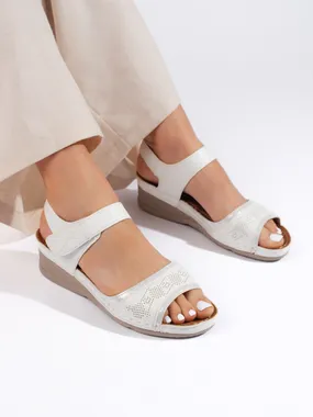 White women's sandals with velcro