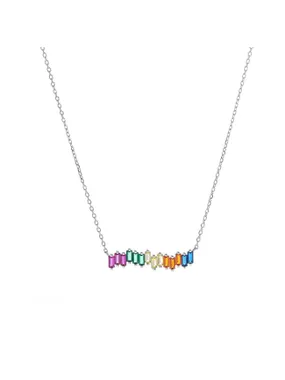 Beautiful silver necklace with colored zircons AJNA0010