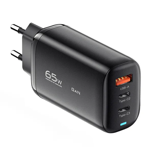 Charger 2xUSB-C 1xUSB-A 65W Essager GaN (black)