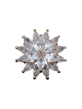 Glittering Flower Brooch Gold