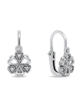Sparkling Silver Flower Earrings for Girls EA189W