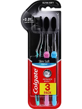 Activated carbon toothbrush Colgate Slim Ultra Soft Charcoal 3 pcs