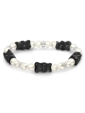 Thomas Sabo A2170-052-11-L15 Pearl Bracelet With 5 Black Gold Bears