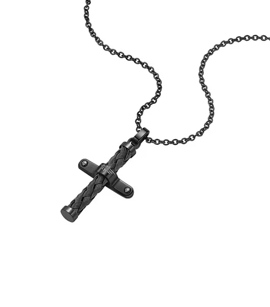 Timeless Black Crossed Necklace PEAGN0032403