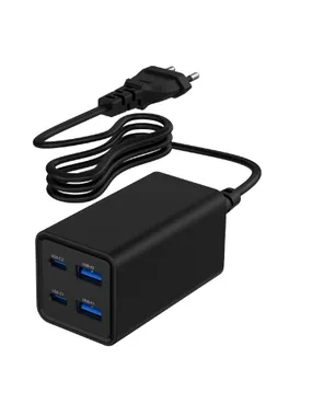 Universal charger 65W GaN 2xUSB-A 2xUSB-C fast charger black