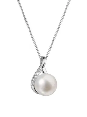 Luxury gold necklace with real pearl and diamonds 82PB00029