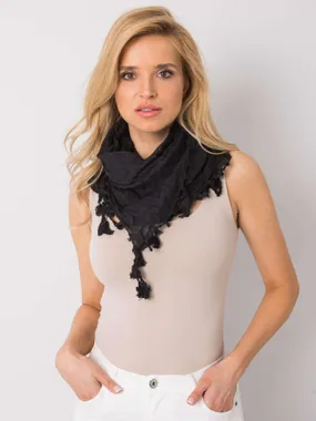 Black women's scarf with fringes.
