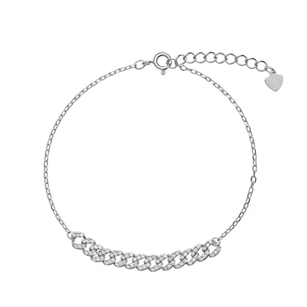 Trendy silver bracelet with zircons AJNR0008