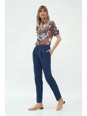 Cobalt blue trousers with a pleat - SD59