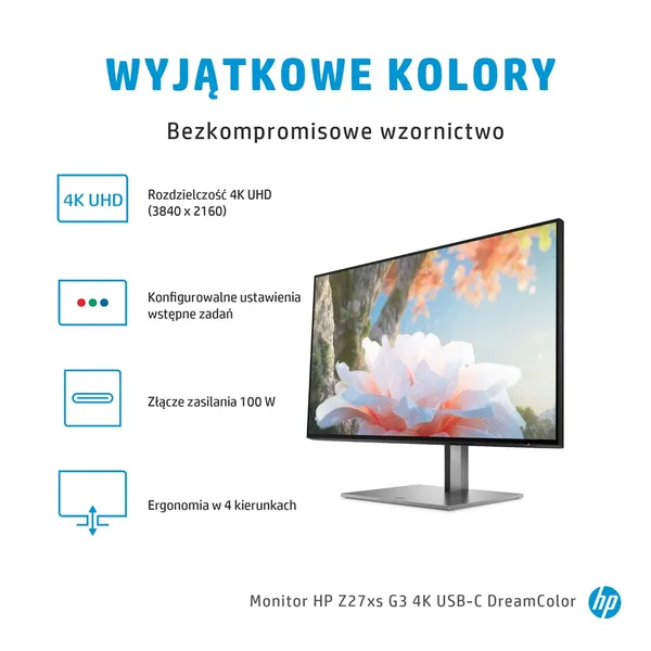 HP Z27xs G3 68,6 cm (27 collas) 3840 x 2160 pikseļi 4K Ultra HD melns