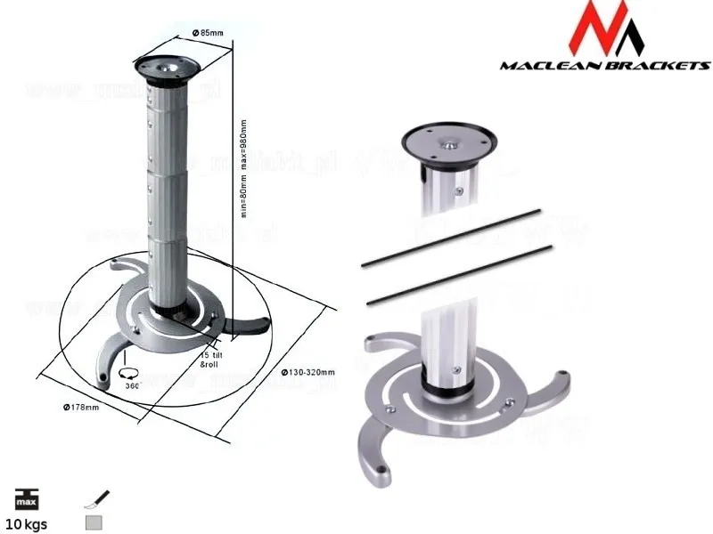 Ceiling projector mount MC-517S Distance: 80mm - 980mm