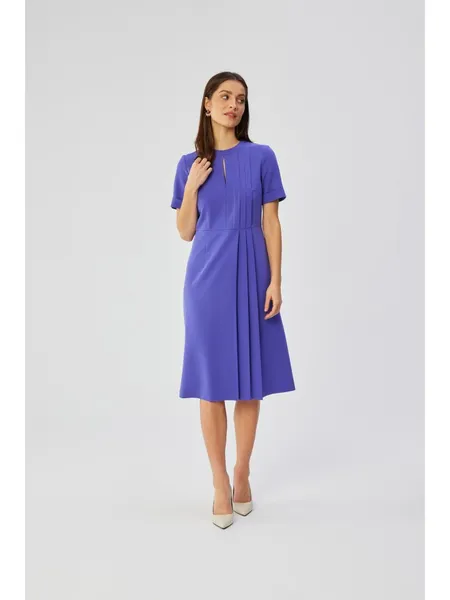 S361 Dress with decorative pleats on the side - purple