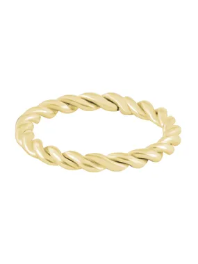 Modern gilded twisted steel ring