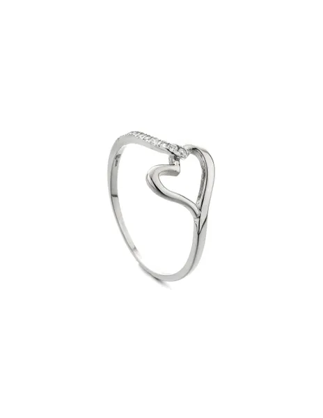 Charming silver ring with zircons Heart R00019