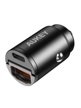 Aukey CC-A3 car charger, 1xUSB-A, 1xUSB-C, 30W (black)