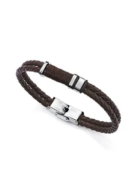 Double leather bracelet for men Magnum 14129P01011