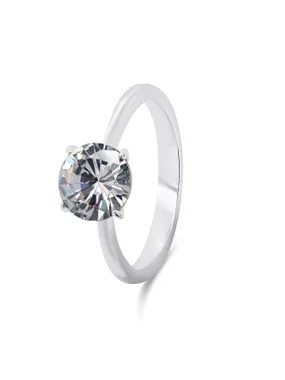 Timeless silver ring with clear zircon RI057W
