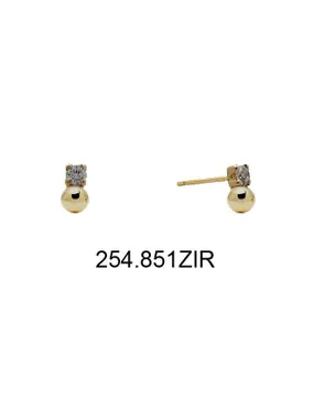 Charming yellow gold earrings with zircons 14/254.851/17ZIR